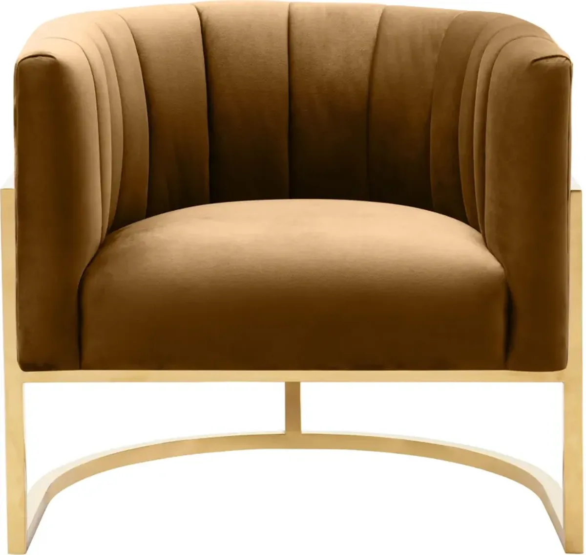 TOV Furniture Magnolia Cognac Velvet Chair with Gold Base