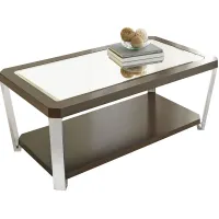 Steve Silver Co. Truman Espresso Cocktail Table with Stainless Steel Frame and Mirrored Top