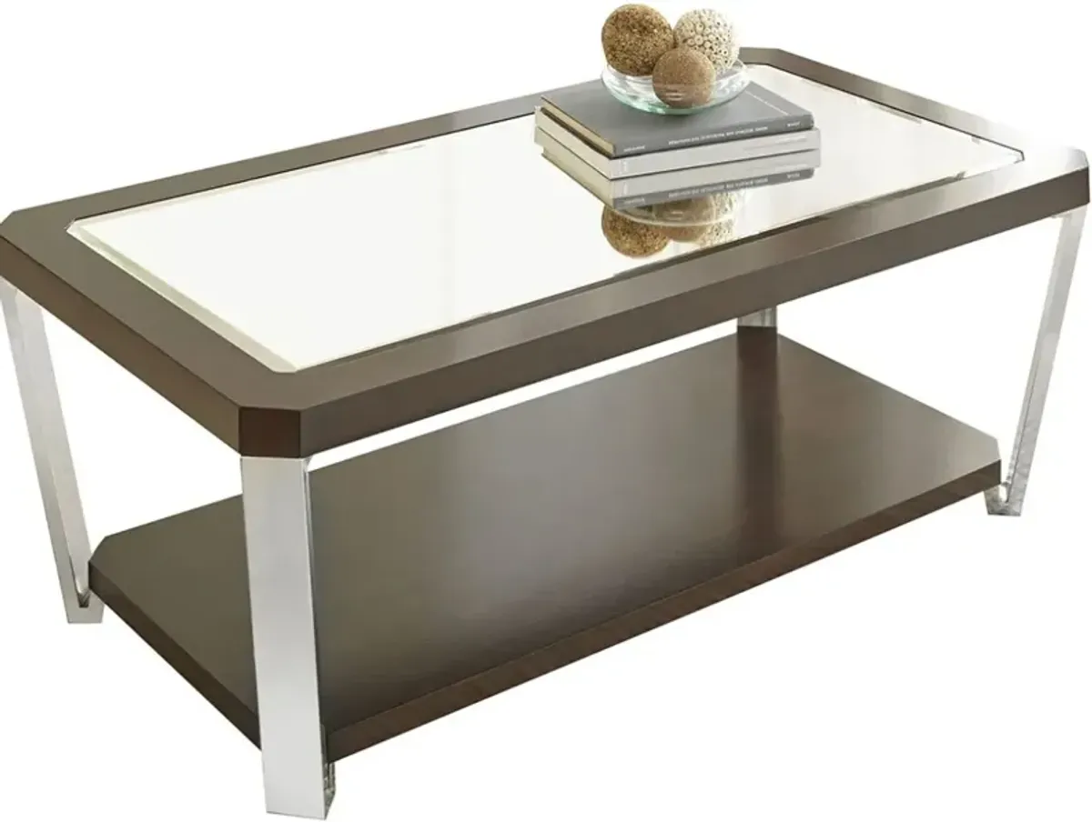 Steve Silver Co. Truman Glass Top Cocktail Table with Espresso Base