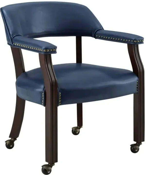 Steve Silver Co. Tournament Cherry/Navy Upholstered Dining Arm Chair