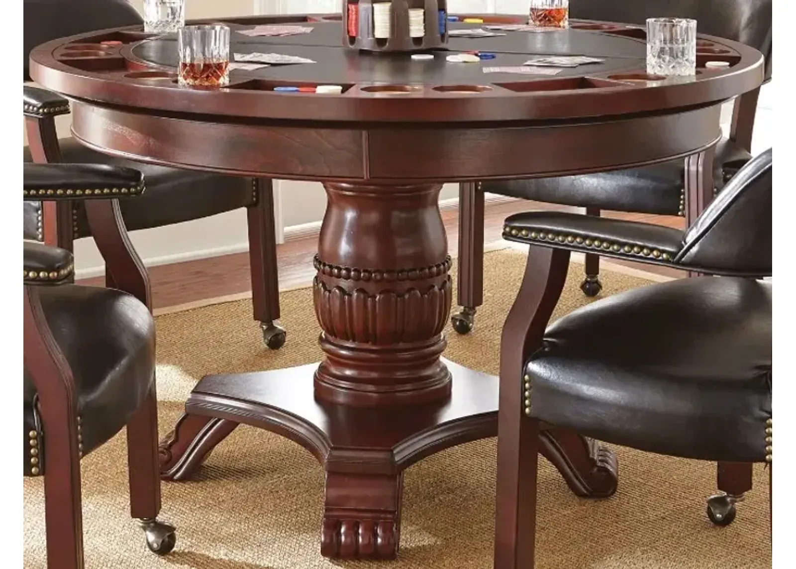 Steve Silver Co. Tournament Cherry Dining Table with Black Game Top