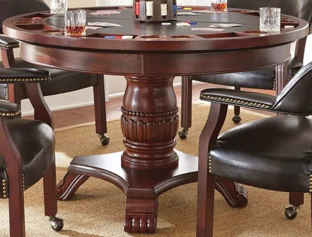 Steve Silver Co. Tournament Cherry Dining Table with Black Game Top