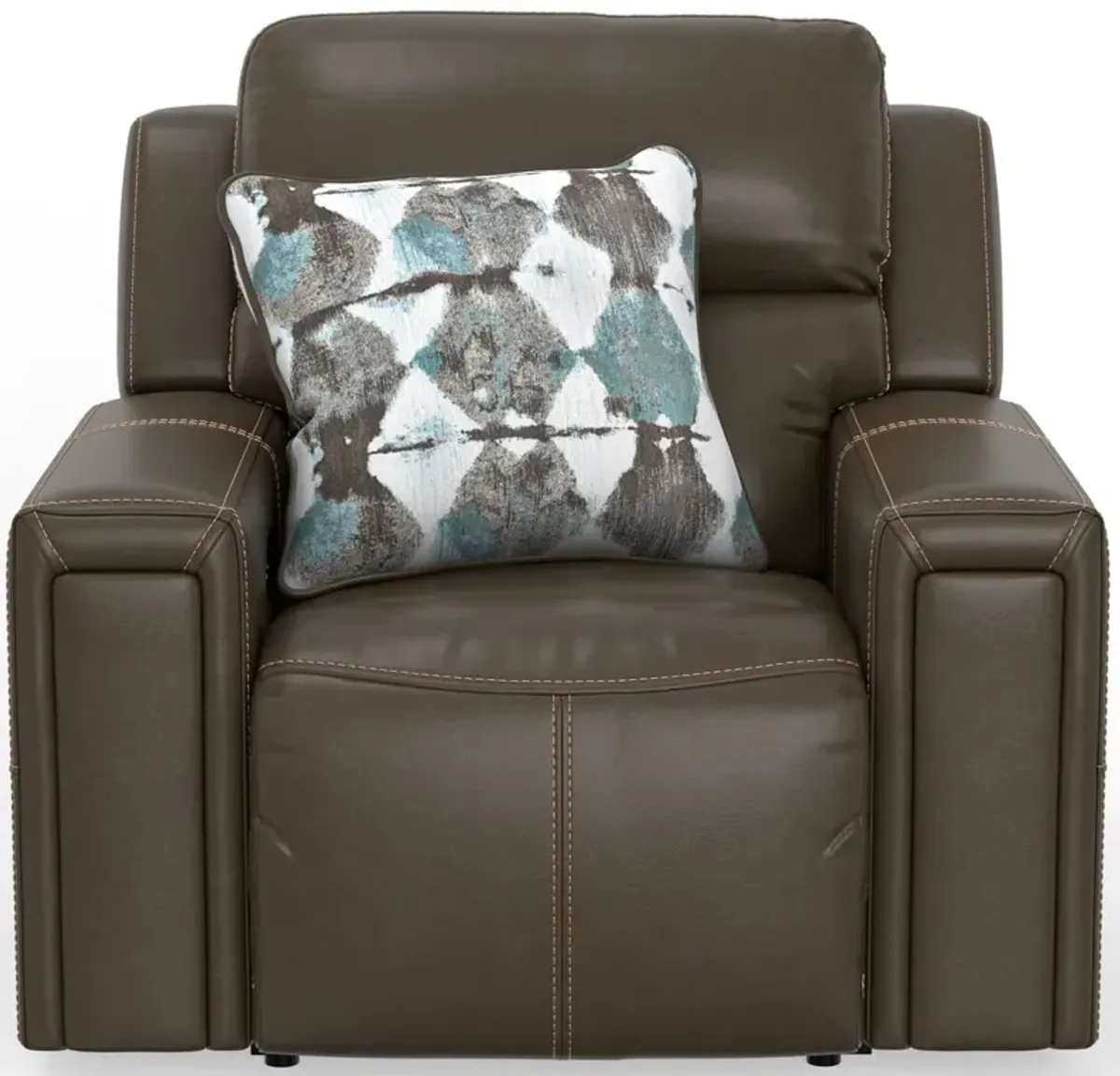 iAmerica Tuscany Chocolate Leather Power Lay Flat Recliner with Power Headrest