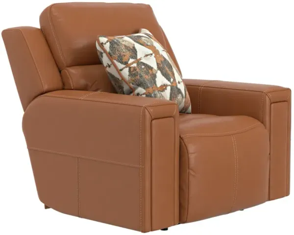 iAmerica Tuscany Whiskey Leather Power Lay Flat Recliner with Power Headrest