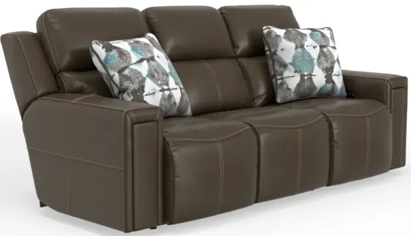 iAmerica Tuscany Chocolate Leather Power Reclining Sofa with Power Headrest