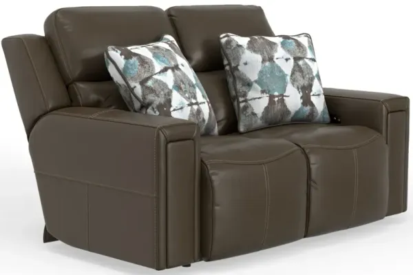 iAmerica Tuscany Chocolate Leather Power Reclining Loveseat with Power Headrest