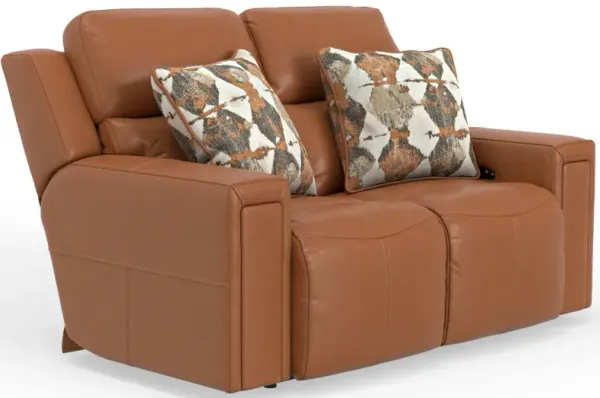 iAmerica Tuscany Whiskey Leather Power Reclining Loveseat with Power Headrest