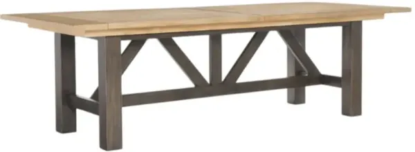 Legacy Classic XXX's And OOO's Amber Top Trestle Dining Table with Cocoa Base