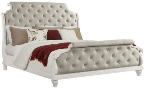 Legacy Classic Jasper County Dogwood Queen Honeysuckle Upholstered Sleigh Bed