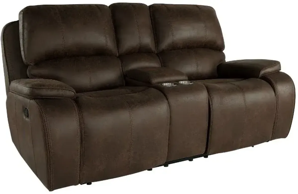 New Classic® Home Furnishings Brookings Brown Console Loveseat with Dual Recliners