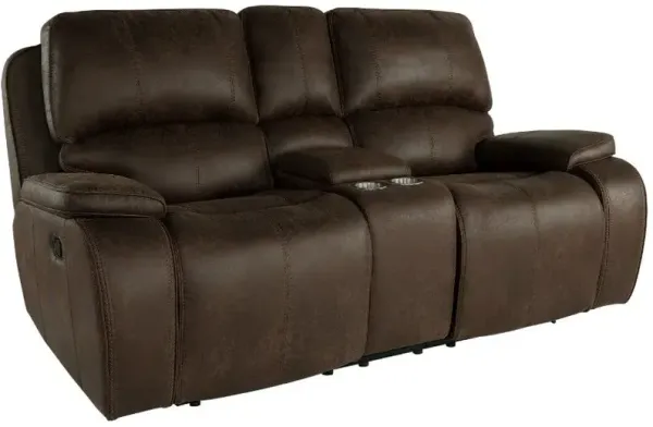 New Classic® Home Furnishings Brookings Brown Console Loveseat with Dual Recliners