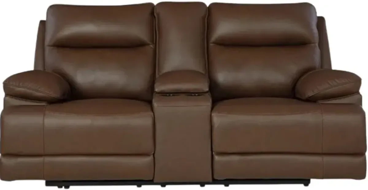 Signature Design by Ashley® VonRyan Tobacco Power Reclining Loveseat with Adjustable Headrest