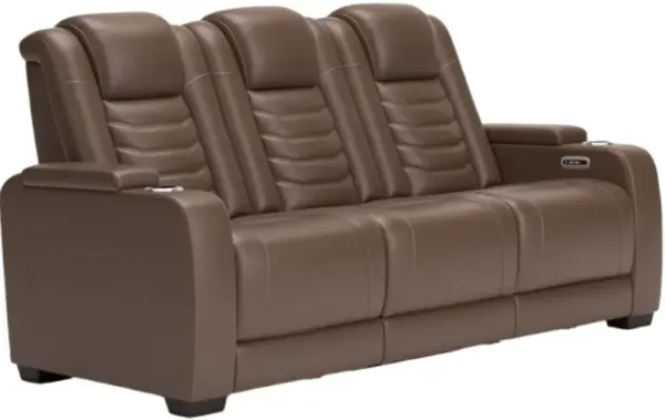Signature Design by Ashley® High Impact Tobacco Power Reclining Sofa with Adjustable Headrest