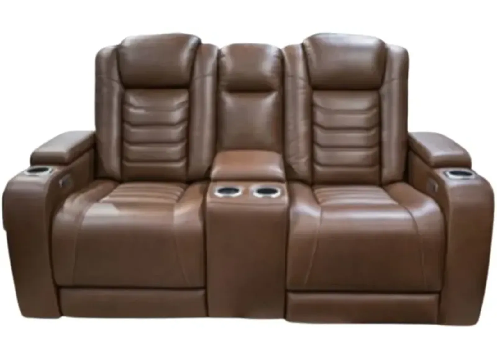 Signature Design by Ashley® High Impact Tobacco Power Reclining Loveseat with Console