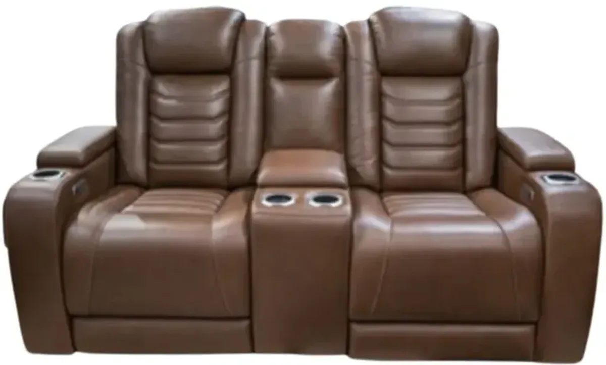 Signature Design by Ashley® High Impact Tobacco Power Reclining Loveseat with Console