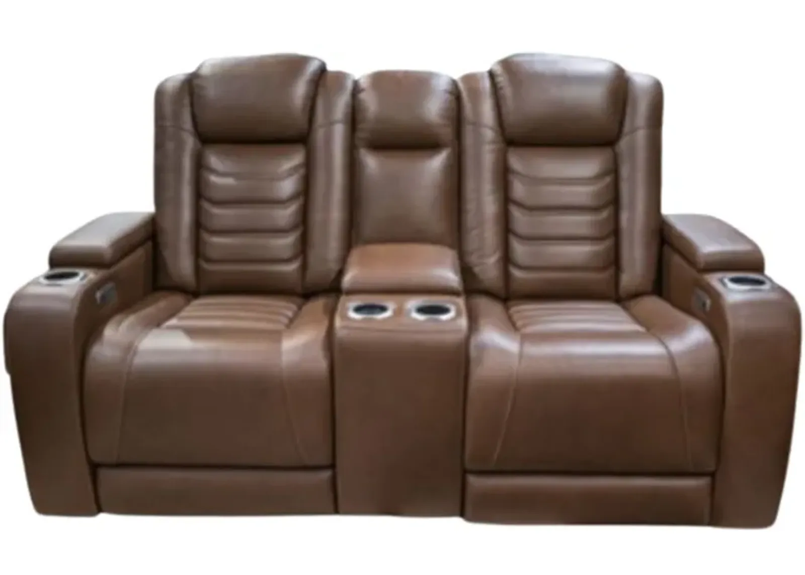 Signature Design by Ashley® High Impact Tobacco Power Reclining Loveseat with Console