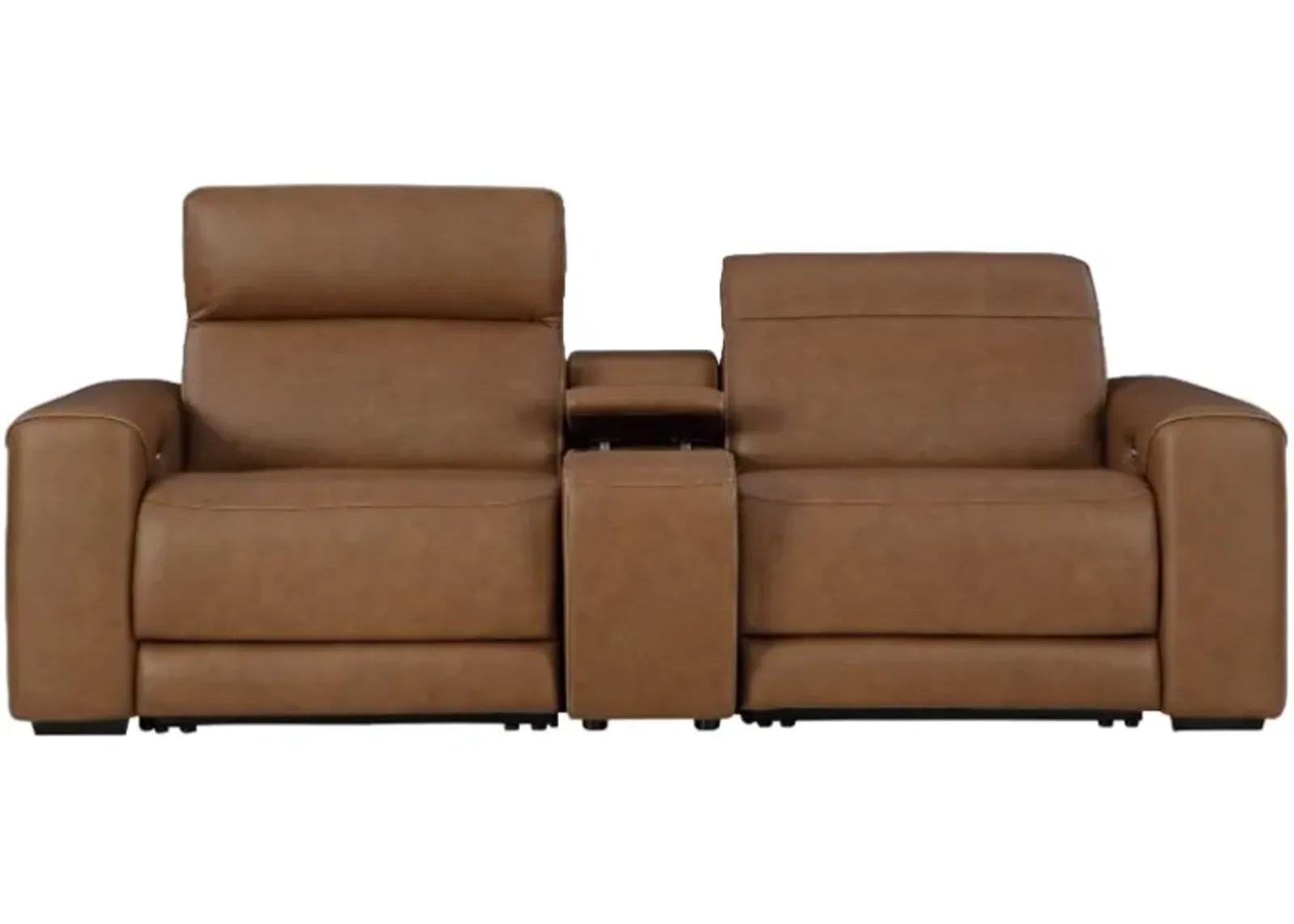 Signature Design by Ashley® Magic Man 3-Piece Caramel Power Reclining Sectional Loveseat with Console