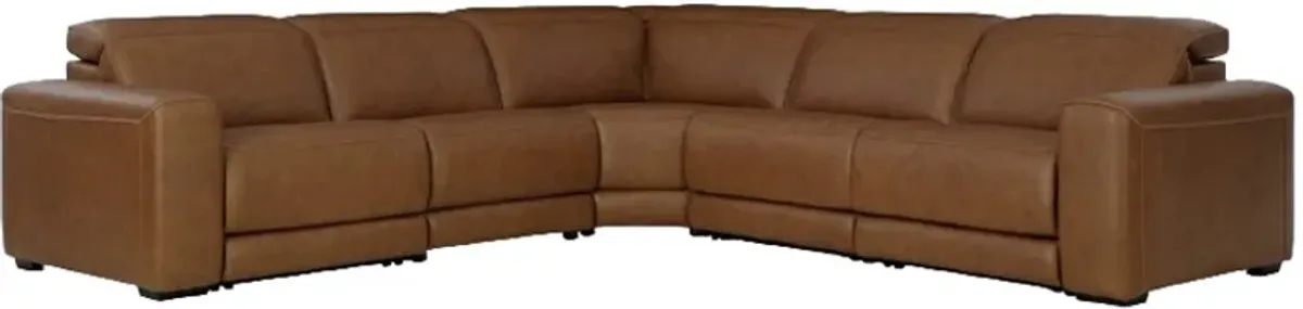 Signature Design by Ashley® Magic Man 5-Piece Caramel Power Reclining Sectional