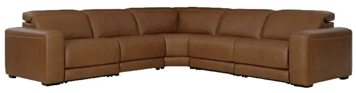 Signature Design by Ashley® Magic Man 5-Piece Caramel Power Reclining Sectional