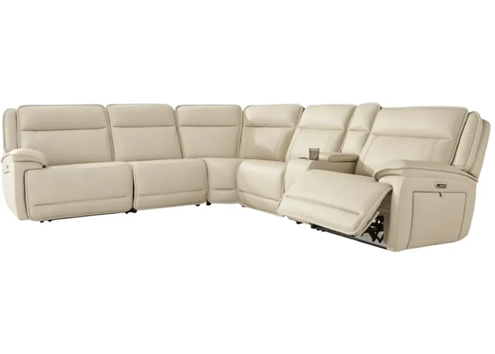 Signature Design by Ashley® Double Deal 6-Piece Almond Power Reclining Sectional 