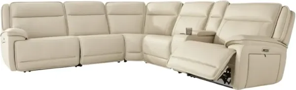 Signature Design by Ashley® Double Deal 6-Piece Almond Power Reclining Sectional