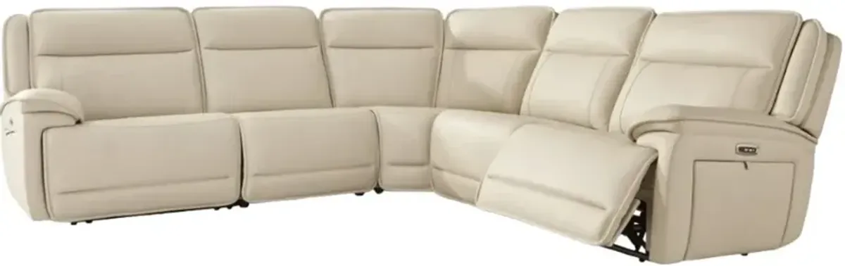 Signature Design by Ashley® Double Deal 5-Piece Almond Power Reclining Sectional