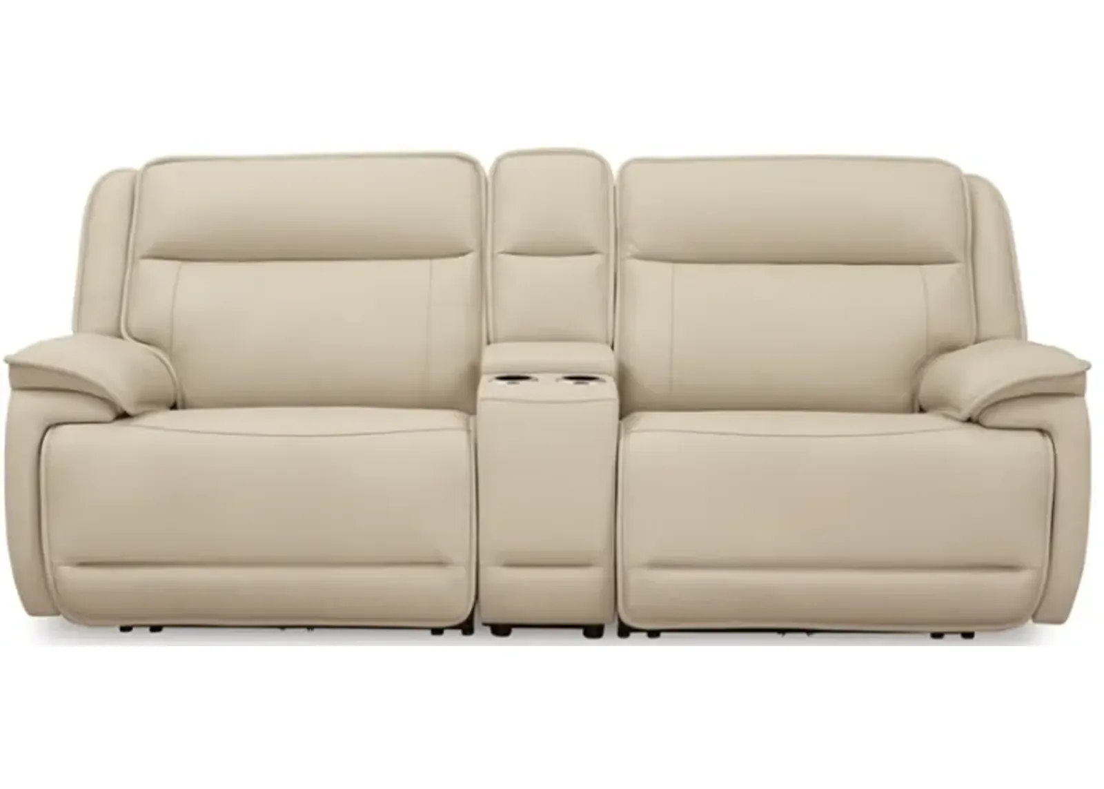 Signature Design by Ashley® Double Deal Almond Power Reclining Loveseat with Console