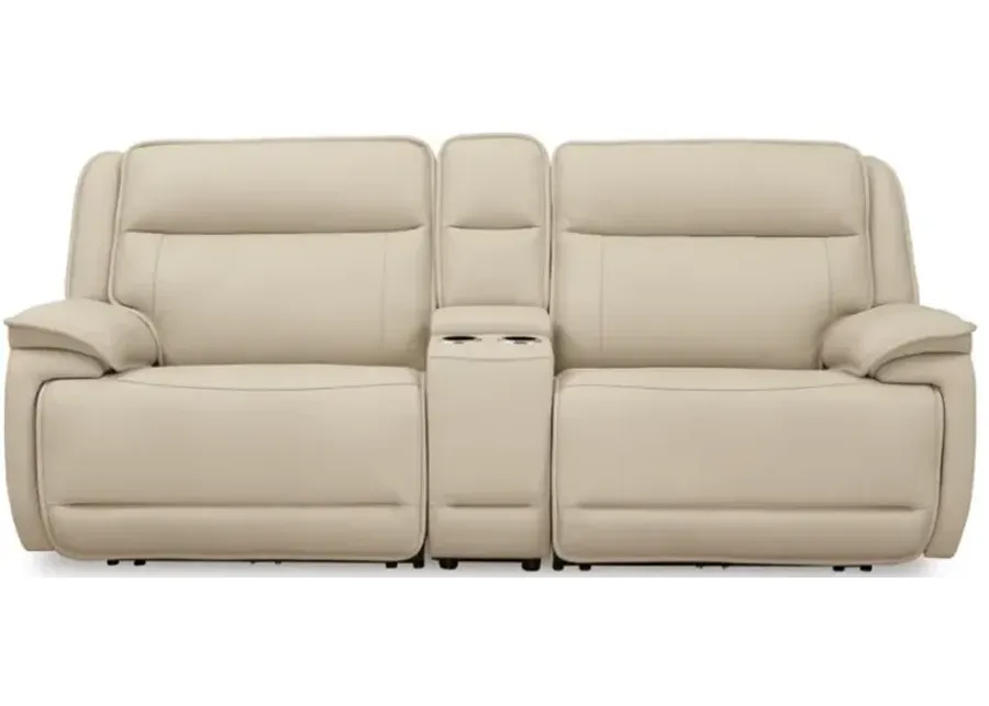 Signature Design by Ashley® Double Deal Almond Power Reclining Loveseat with Console