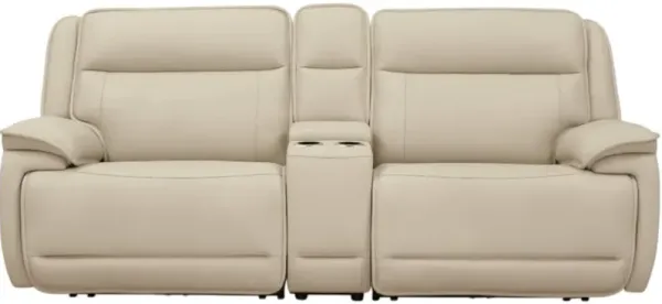 Signature Design by Ashley® Double Deal 3-Piece Almond Power Reclining Loveseat Sectional with Console