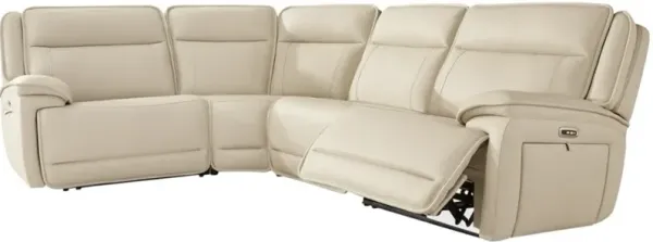 Signature Design by Ashley® Double Deal 4-Piece Almond Curved Power Reclining Sectional