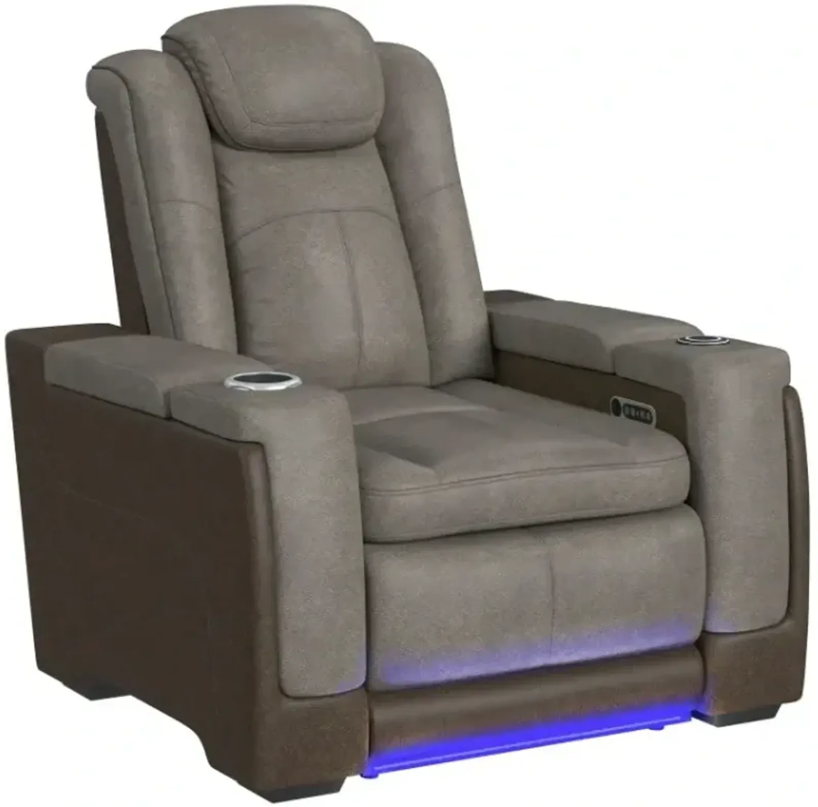 Elements International Lantana Brown/Rocky Gray Power Recliner with Power Headrest