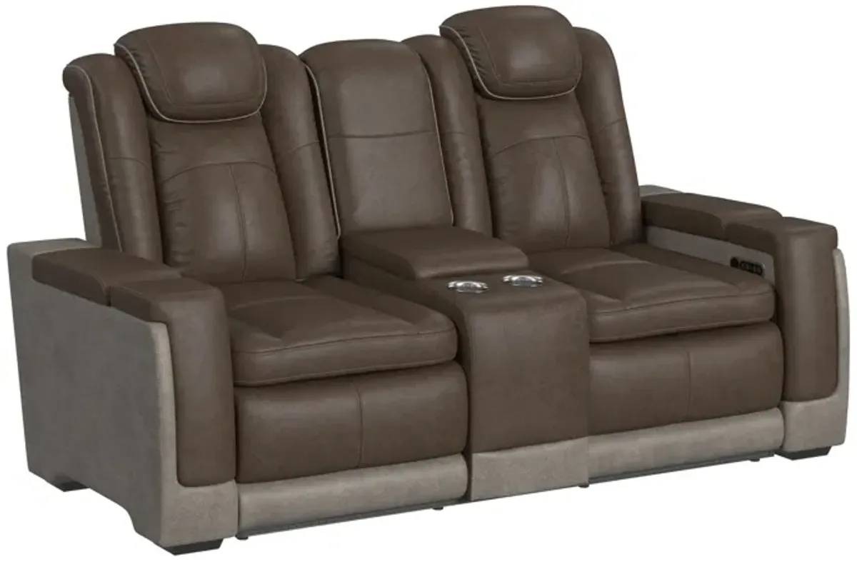 Elements International  Lantana Two-Toned  Power Reclining Console Loveseat