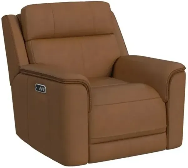 Elements International Mustang Aline Butternut Power Recliner with Power Headrest and Lumbar
