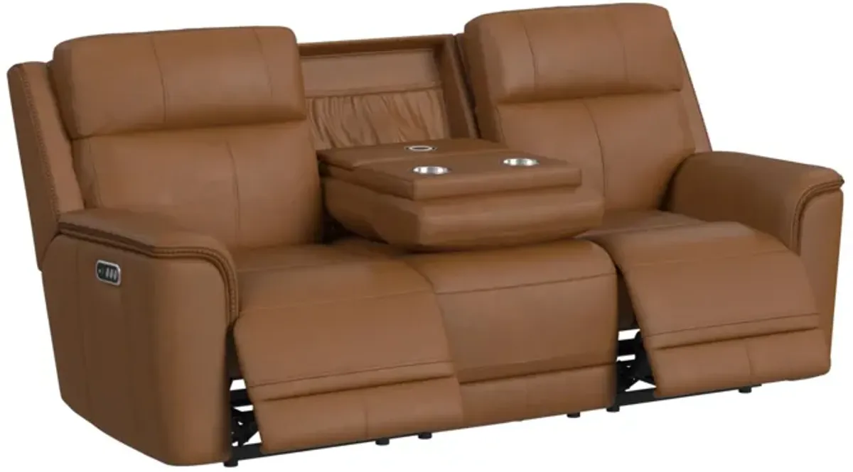 Elements International Mustang Aline Butternut Power Reclining Sofa