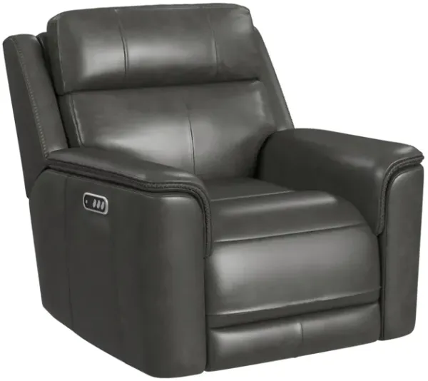 Elements International Mustang Anthrocite Power Recliner with Power Headrest and Lumbar
