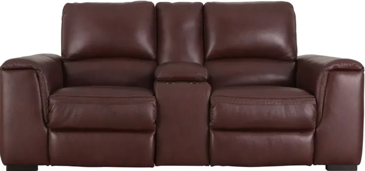 Signature Design by Ashley® Alessandro Garnet Power Reclining Loveseat with Adjustable Headrest