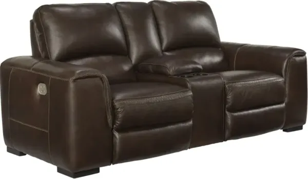 Signature Design by Ashley® Alessandro Walnut Power Reclining Loveseat with Adjustable Headrest 