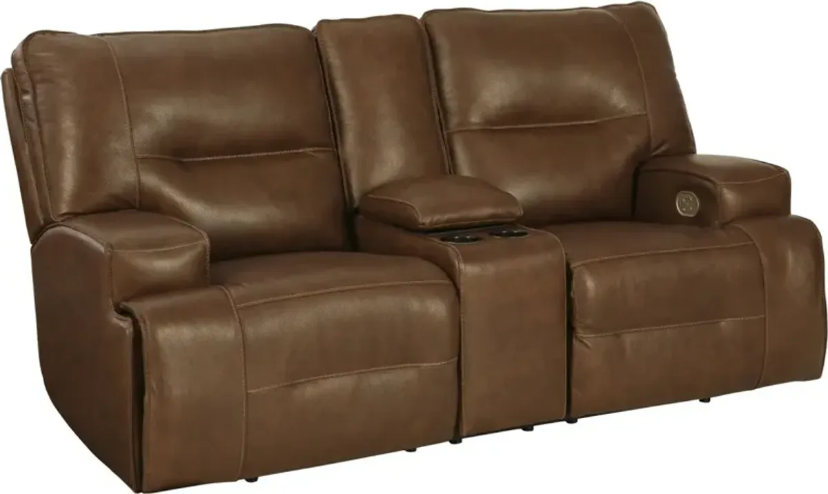 Signature Design by Ashley® Francesca Auburn Power Reclining Loveseat with Console