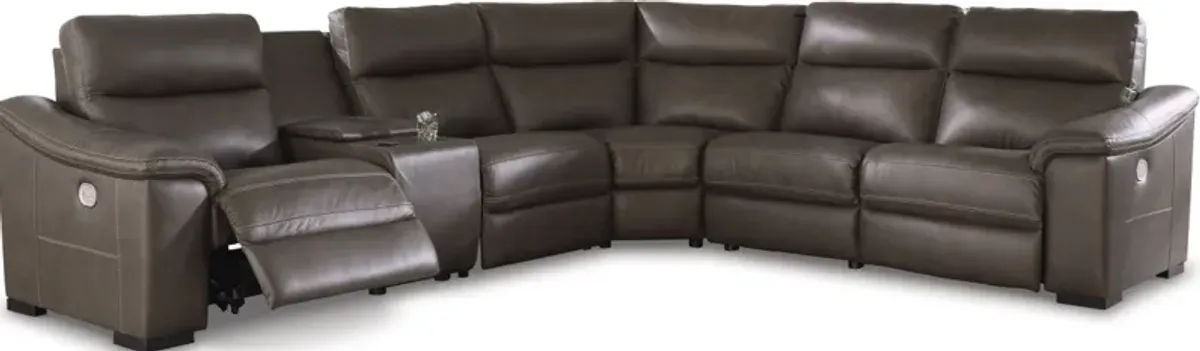 Signature Design by Ashley® Salvatore 6-Piece Chocolate Power Reclining Sectional