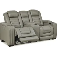 Signature Design by Ashley® Backtrack Gray Power Reclining Console Loveseat