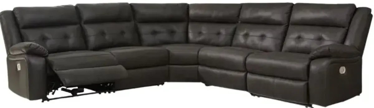 Signature Design by Ashley® Mackie Pike 5-Piece Storm Power Reclining L-Shape Sectional