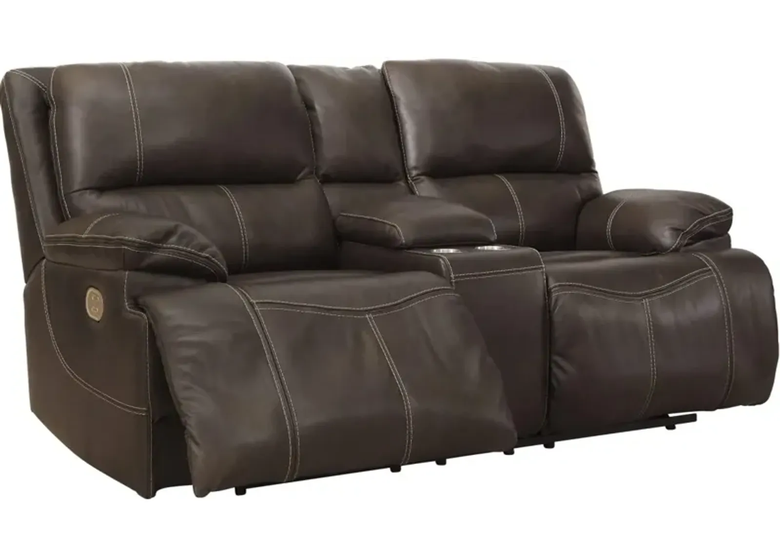 Signature Design by Ashley® Ricmen Walnut Power Reclining Loveseat with Console