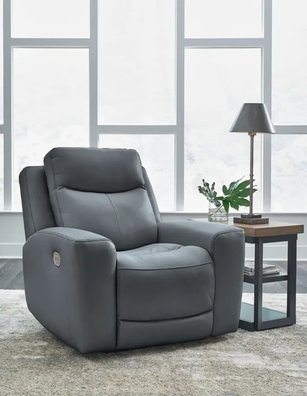 Signature Design by Ashley® Mindanao Steel Power Recliner with Adjustable Headrest