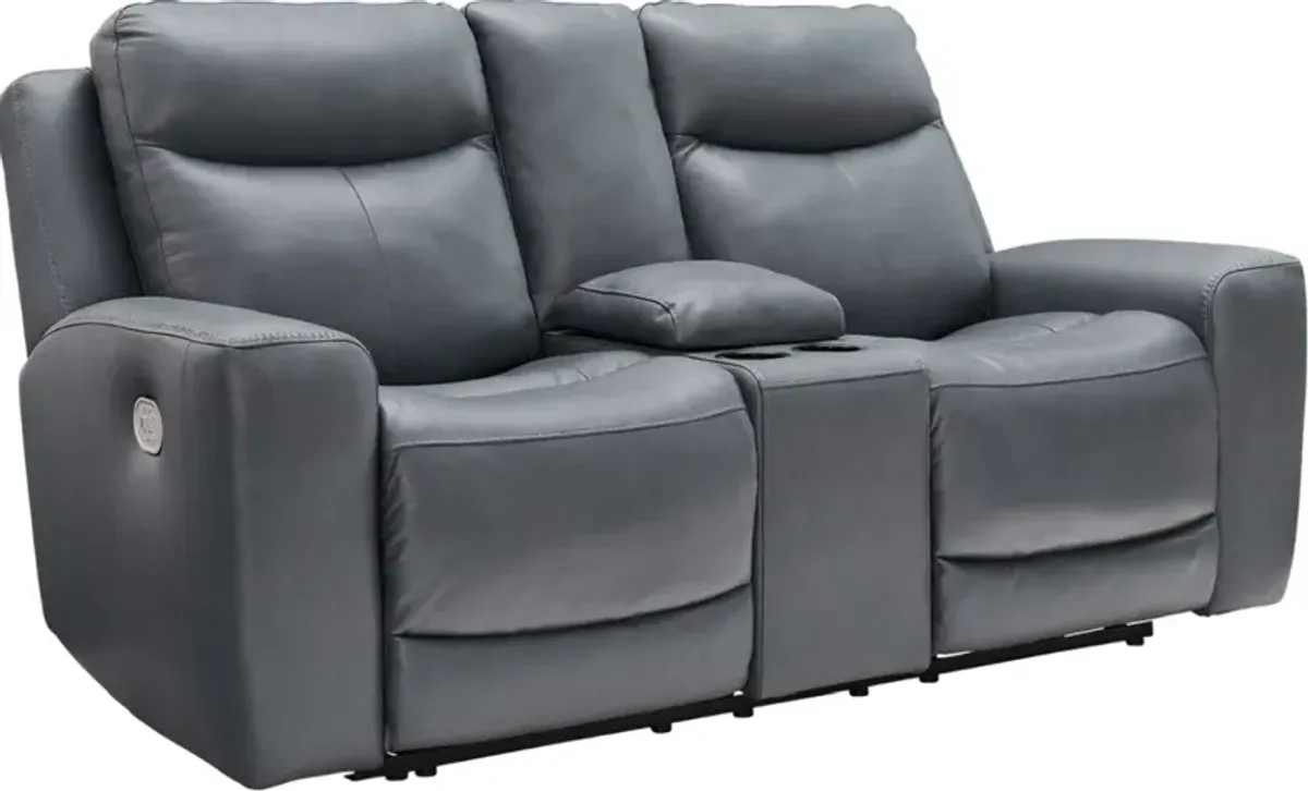 Signature Design by Ashley® Mindanao Steel Power Reclining Loveseat with Console