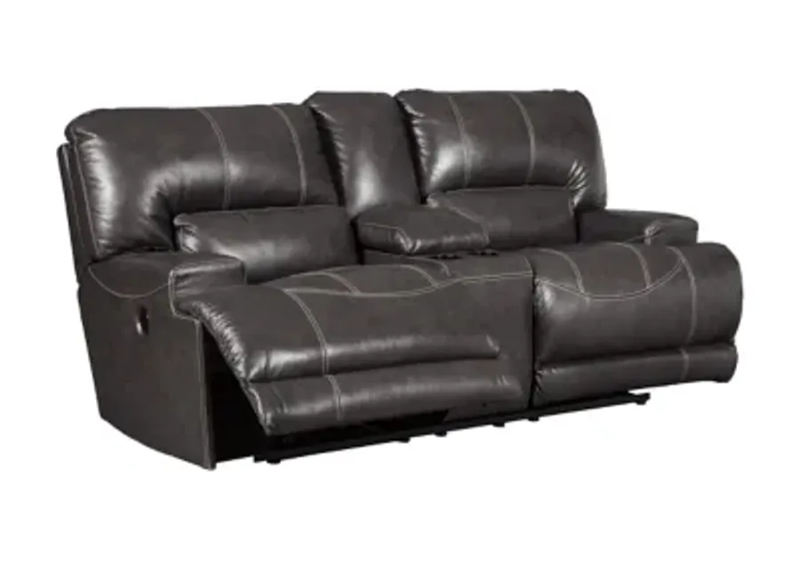 Signature Design by Ashley® McCaskill Gray Power Reclining Loveseat with Console