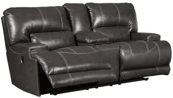 Signature Design by Ashley® McCaskill Gray Power Reclining Loveseat with Console