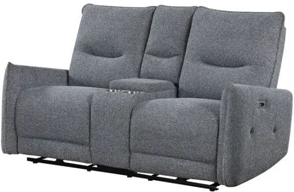 Global Furntiure USA Grey Manual Reclining Console Loveseat