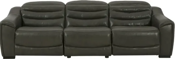 Signature Design by Ashley® Center Line 3-Piece Dark Gray Small Spaced Power Reclining Sectional