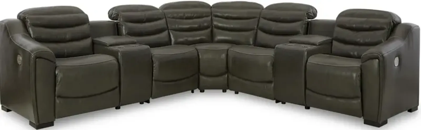 Signature Design by Ashley® Center Line 7-Piece Dark Gray Power Reclining Sectional