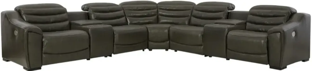 Signature Design by Ashley® Center Line 7-Piece Dark Gray Power Reclining Sectional